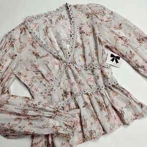 Boutique Pink White Lacey Top